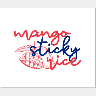 mango sticky rice - Thai red and blue - Flag color - with sketch Posters and Art